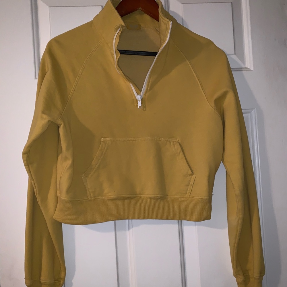 cropped quarter zip sweatshirt